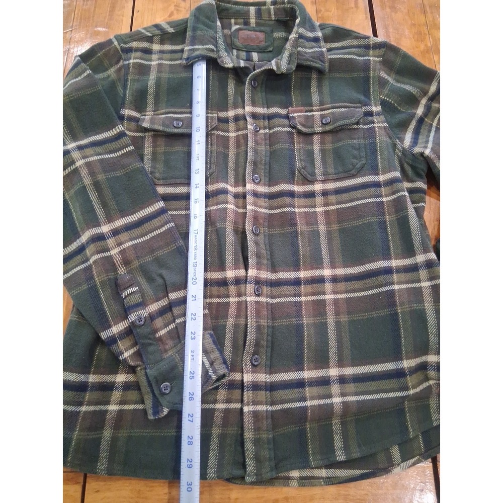 Orvis Flannel Shacket Shirt Mens XL Olive Plaid Heavyweight Outdoor Workwear - Picture 4 of 6